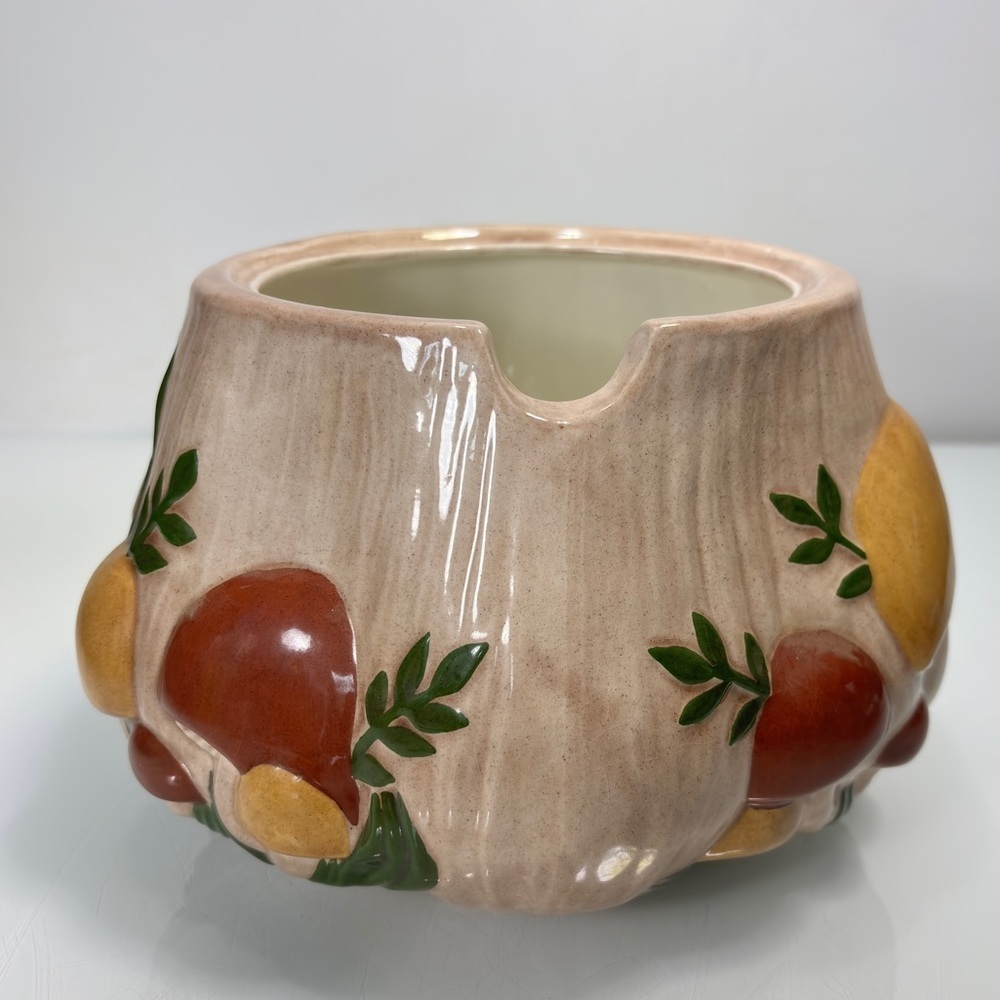 Vintage 70's Brown Red Yellow Large Ceramic Mushroom Soup Tureen - Picture 7 of 14